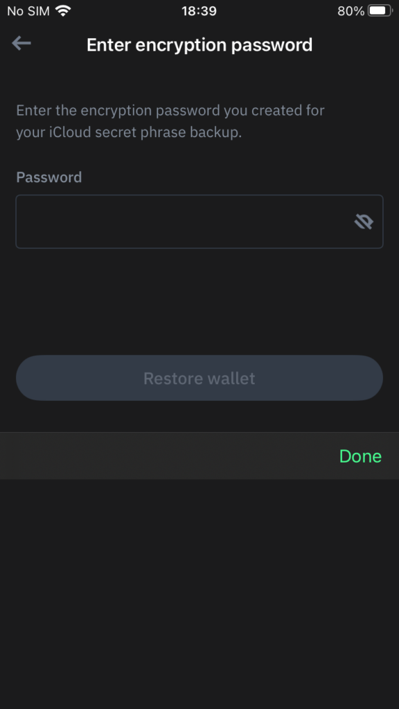backup password